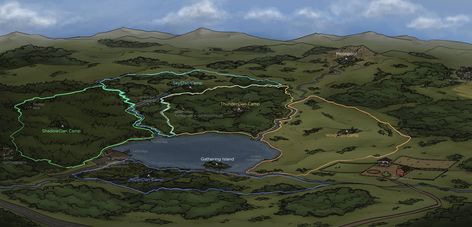 Warriors Lake Territory [map with territories] by CyborgCatFromSpace on DeviantArt Warrior Cats Lake Territory Map, Warrior Cats Territory Map, Warrior Cats Lake Territory, Warrior Cats Territory, Warrior Cats Map, Forest Map, Pencil Test, Warrior Cats Fan Art, Without Borders