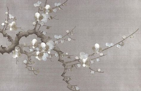 Fromental wallcovering - cherry blossoms Fromental Wallpaper, Plum Blossom Painting, Diy Bed Frame Easy, Handmade Wallpaper, Diy Bed Frame, Wall Mural Wallpaper, Paint Background, Art Japonais, Plum Blossom