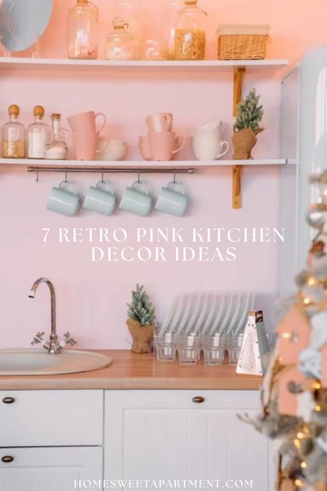 Pink kitchen decor Vintage Pink Kitchen Decor, Pastel Pink Kitchen Aesthetic, Cute Pink Kitchen Aesthetic, 70s Pink Kitchen, Retro Pink Kitchens, Retro Toaster, Pink Kitchen Decor, Western Bedding, Kitchen Decor Inspiration