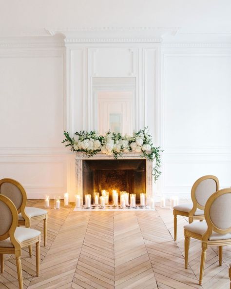 wedding ceremony site fireplace Wedding With Candles, Wedding Fireplace Decorations, Fireplace Wedding, Wedding Fireplace, Night Time Wedding, Hydrangea Arrangements, Candles Photography, Dream Destination Wedding, Tall Centerpieces