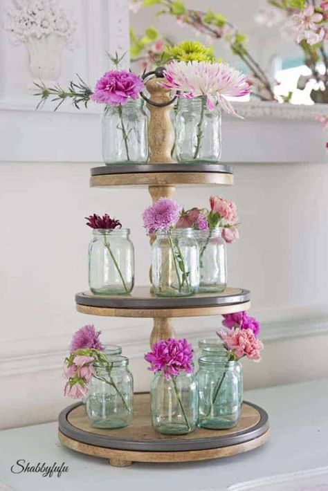 Three Tiered Tray, Tiered Tray Diy, Diy Tray, Tray Styling, Vintage Trays, Tiered Stand, Wooden Vase, Diy Vase, Create Diy