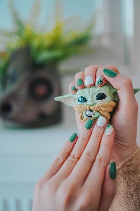 Grogu Star Wars Nails Simple Star Wars Nails, Grogu Nails, Star Wars Nail Art, Star Wars Nails, Building Aesthetic, May The Fourth Be With You, May The Fourth, Star Wars Day, Nail Services