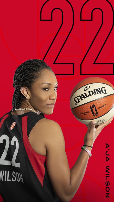 Las Vegas Aces A'ja Wilson Basketball wallpaper WNBA Graphic Designer: Ellie Lukova Aja Wilson Wallpaper, Wnba Women Wallpaper, Wnba Women, Aja Wilson, Basketball Poses, Kelsey Mitchell, A'ja Wilson, Basketball Banners, Basketball Pictures Poses