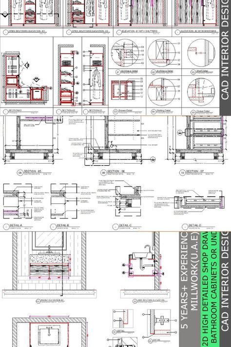 I will make millwork 2d enhanced detailed shop drawings Furniture Details Drawing, Kitchen Elevation, Christian Facebook Cover, Millwork Details, Shop Drawing, Interior Design Layout, Interior Architecture Drawing, Cabinet Detailing, Architect Drawing