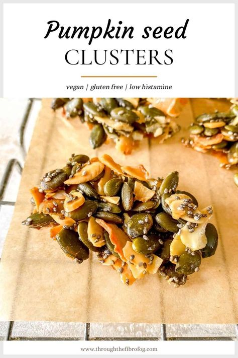 Pumpkin Seed Clusters Seed Clusters, Honey Cafe, Nuts Snacks, Homemade Cereal, Fibro Fog, Fall Carnival, Seed Recipes, Pumpkin Seed Recipes, Chia Recipe