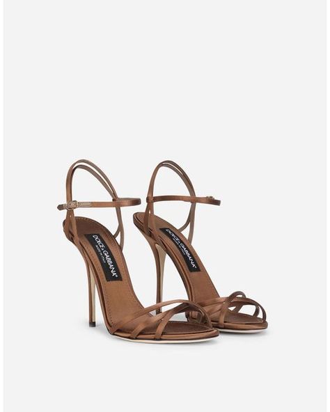 Dolce & Gabbana Satin Sandals in Beige (Natural) | Lyst Satin Sandals, Dr Shoes, Shoes Heels Classy, Heels Classy, Fancy Shoes, Aesthetic Shoes, Stiletto Sandals, Carrie Bradshaw, Fashion Heels