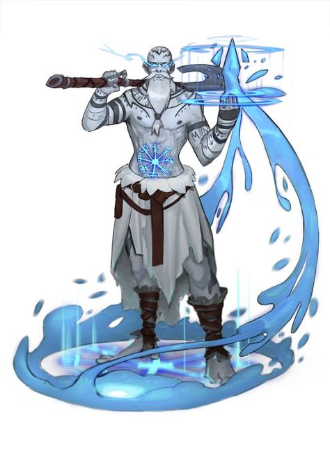 frost giant with battle axe, elemental power mage of spell caster? Dnd / Pathfinder character inspiration Dnd Campaign, Dnd Races, One D, Dungeons And Dragons Characters, Dnd Art, Fantasy Concept Art, Character Design Male, Fantasy Rpg, Character Creation