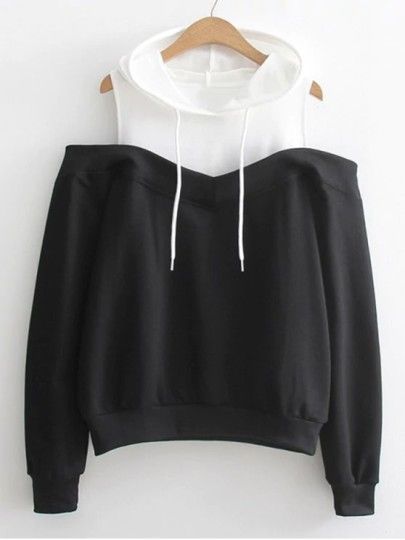 Shop Open Shoulder Color Block Hoodie online. SheIn offers Open Shoulder Color Block Hoodie & more to fit your fashionable needs. Color Block Hoodie, 일본 패션, Kawaii Clothes, Women Hoodies Sweatshirts, Girls Fashion Clothes, Teen Fashion Outfits, Teen Fashion, Lany, Aesthetic Clothes