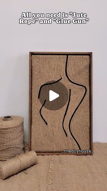 "Cᵣₐfₜ ᵢₙdₑₑd" on Instagram: "This Canvas Painting is made using "Jute Rope" which can be easily available online or local shops, and "Glue Gun".
If you have a canvas try this easy painting at home!
Use it as a Wall hanging! 
So what's your review on this?
Don't forget to follow my page for more interesting videos and DIY'S AND CREATIVITY.
.
.
.
#trending #art #artist #artistsoninstagram #diycrafts #craftastherapy #diyprojects #creator #trendy #craft #artgallery #artistsofinstagram #artofinstagram #post #canvasart #canvaspainting #paint #paintings #painting #explorepage✨ #reelkarofeelkaro #fypシ #fypシ #fy #explore #instadaily" Glue Art On Canvas, Jute Wall Art, Glue Art, Interesting Videos, Local Shops, Trending Art, Follow My Page, Jute Rope, Glue Gun