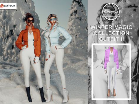 Sims4 Cc Clothing Female Winter, Sims 4 Catsuit, Sims 4 Jumpsuit Cc, Racer Jumpsuit, Jumpsuit And Jacket, Cold Wear, Clothes Cc, Cc Folder, Sims 4 Studio