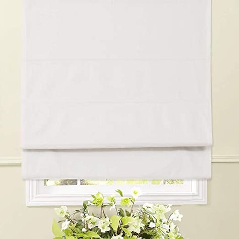 Woven Wood Roman Shades, Kitchen Roman Shades, Cordless Window Shades, Fabric Window Shades, White Roman Shades, Window Shades Blackout, Shades For Windows, Blackout Roman Shades, Fabric Roman Shades