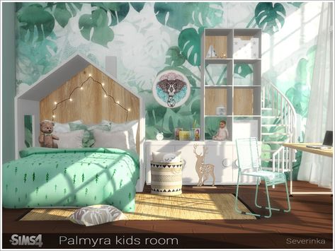 A set of furniture and decor for the children's room  Found in TSR Category 'Sims 4 Kids Bedroom Sets' Sims 4 Cc Kids Room, Sims Bedroom, The Sims 4 Kids, Sims Collection, Brindleton Bay, Pallet Bed Frames, Rumah Minecraft Sederhana, Ts4 Mods, Sims 4 Bedroom