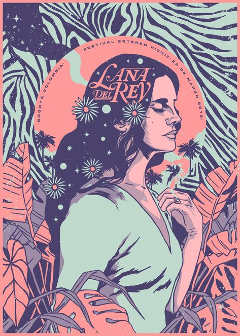 LANA DEL REY - GIG POSTER on Behance Girl Illustration Art, Lana Del Rey Vintage, Desenio Posters, Poster Rock, Lana Del Rey Art, Rolling Stones Logo, Funny Paintings, Gig Poster, Blond Amsterdam