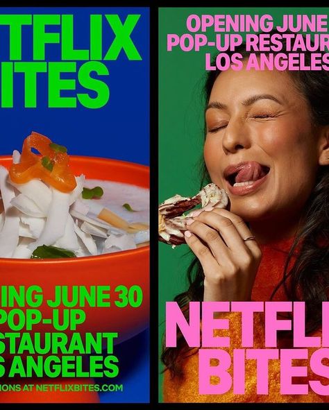 @newstudiostudio identity work we did for @netflixbites pop up restaurant. Team 🖤: Celeste Li - Client, Project Management… | Instagram Bday Poster, Production Assistant, Food Film, Logo Branding Design, Pop Up Restaurant, Graphic Design Business Card, Brand Pop, Food Branding, Food Poster Design