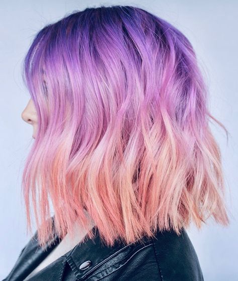 Pink And Orange Hair, Sunset Hair, Hair Colour Design, Pulp Riot Hair Color, Character Profiles, Pulp Riot Hair, Colourful Hair, Peach Hair, Coloured Hair