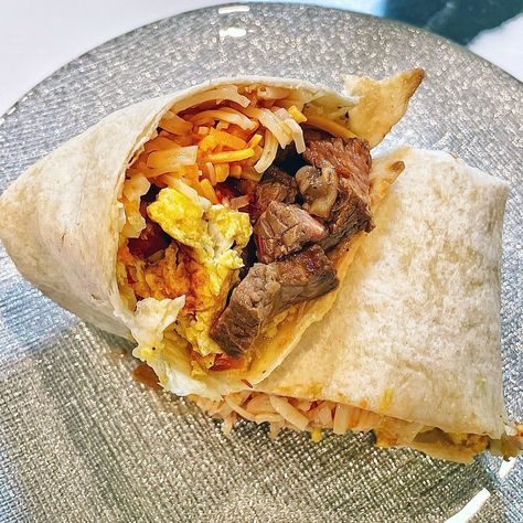 Leftover Steak, Bell Pepper, Egg & Cheese Breakfast Burrito Eggs Cheese Breakfast, Steak Breakfast, Fluffy Scrambled Eggs, Leftover Steak, Eggs In Peppers, Cheese Breakfast, Egg Cheese, Breakfast Wraps, Breakfast Burrito