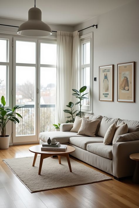 Living Room interior in Scandinavian style Scandi Interior, Minimalistic Decor, Aesthetic Studio, Cozy Minimalist, Scandinavian Interiors, Comfy Blankets, Scandinavian Interior, Light Wood, Interior Ideas