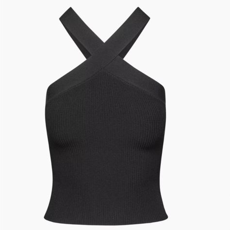 Aritzia Sculpt Knit Criss Cross Tank Top New With Tags Size Extra Small True Black 99% Nylon, 1% Elastane Plaited With Spandex For Stretch And Shape Retention Finished With A Textured Ottoman Stitch This Is A Ribbed Halter Top With A Cross-Front Neckline And A Body-Hugging Fit. Babaton’s Signature Sculpt-Knit Yarn Smooths And Contours Your Shape. Ribbed Halter Top, Criss Cross Tank Top, Halter Tank Top, Aritzia Babaton, Halter Tank, Black Sleeveless, Halter Top, Stretch Cotton, Criss Cross