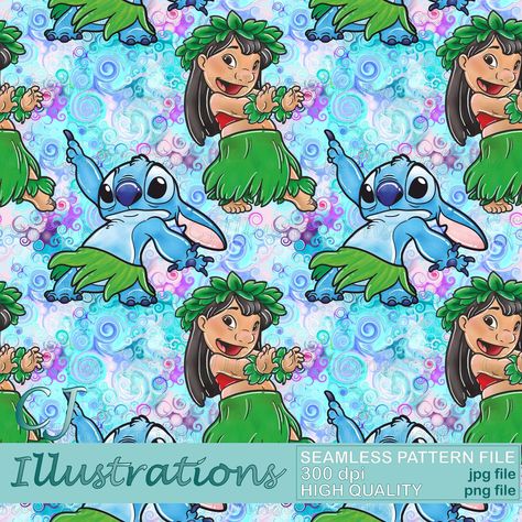 Cute Lilo And Stitch, Lilo And Stitch, Digital Download Etsy, Seamless Pattern, Digital Paper, Seamless Patterns, Printed Items, Digital Download, Digital Prints