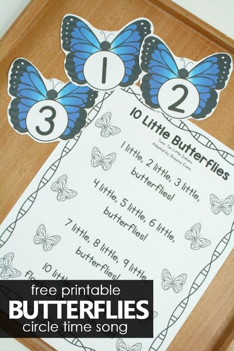 10 Little Butterflies Free Printable Preschool Circle Time Song. Spring insect theme activities for preschoolers and toddlers Spring Theme Preschool Activities, Preschool Butterfly Theme, Butterflies Preschool, Preschool Circle Time Songs, Preschool Butterfly, Preschoolers Activities, Prek Science, Butterfly Lessons, Spring Theme Preschool