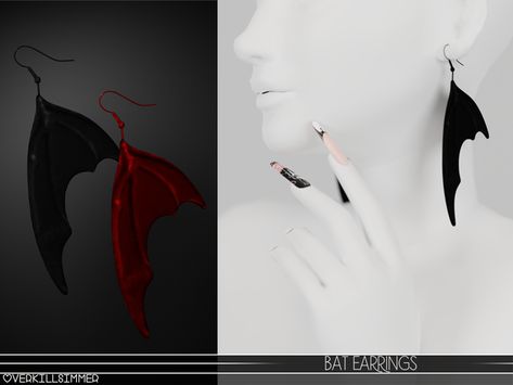 Sims 4 Vampire Hair Cc, Ts4 Accessories, Cc Jewelry, Vampire Hair, Sims Accessories, Cc Packs, Pelo Sims, Bat Earrings, Sims 4 Gameplay