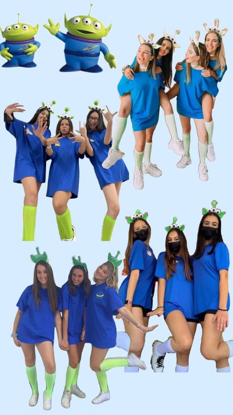 Toy Story alien Halloween Running Costumes, Alien Costume Women, Toy Story Alien Costume, Disfraz Toy Story, Fun Halloween Outfits, Alien Halloween Costume, Toy Story Halloween, Alien Halloween, Cute Group Halloween Costumes