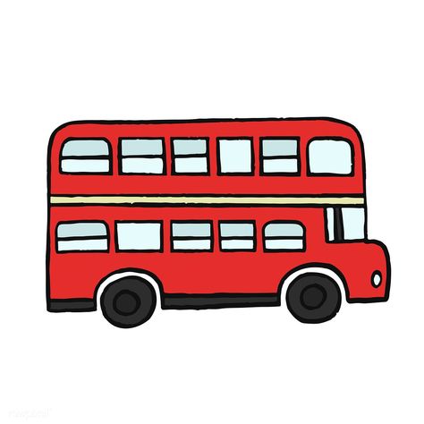 Red double-decker London bus illustration | premium image by rawpixel.com / Aum Bus Drawing, Preschool Creative Art, Bridge Drawing, London Red Bus, Bus Cartoon, London Drawing, London Illustration, Bus Art, London Icons