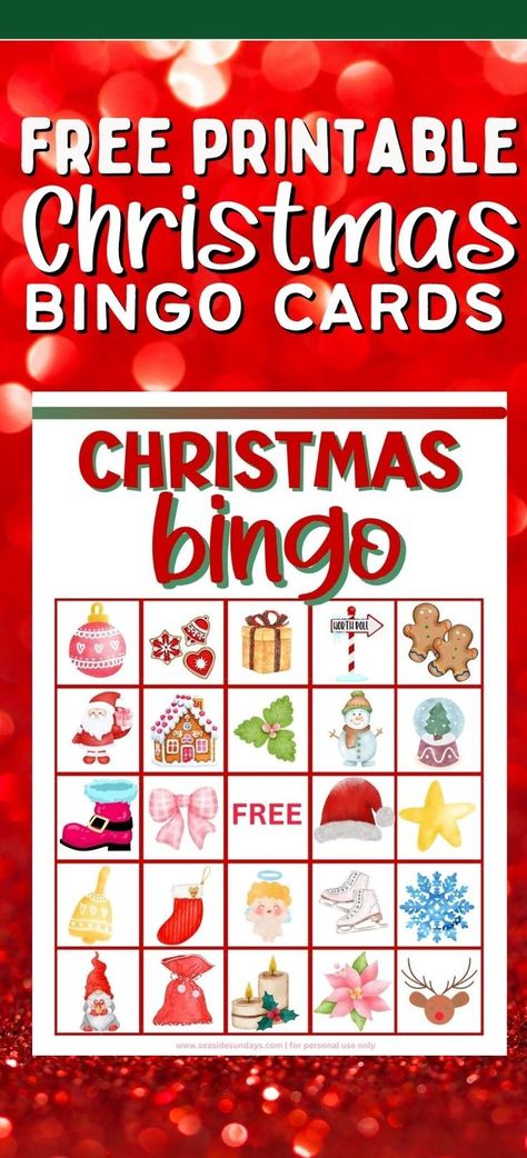 Christmas bingo cards Christmas Games For Family Printable, Kids Christmas Bingo Free Printable, Easy Christmas Family Games, Christmas Printable Games Free, Holiday Bingo Printable Free, Free Christmas Bingo Printable, Christmas Family Games Free Printables, Christmas Bingo Printable Free 20 Cards, Free Christmas Games Printables