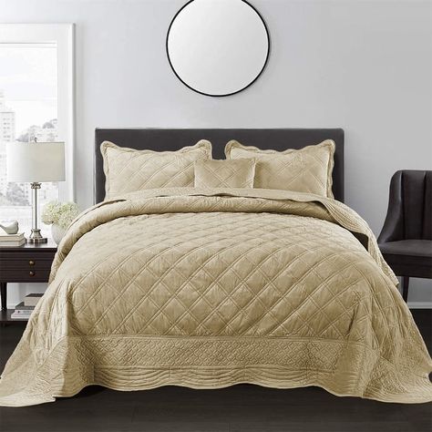 Serenta Supersoft Microplush Quilted 4 Pieces Bedspread Coverlet Set - On Sale - Bed Bath & Beyond - 13160138 Velvet Bedspread, Velvet Comforter, Soft Things, Crushed Velvet Fabric, Coverlet Bedding, Velvet Quilt, Bed In A Bag, Bedding Stores, Bedspread Set