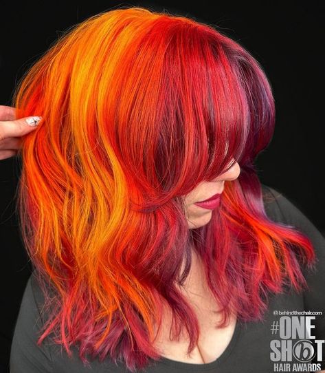 Fire Red Hair, Fire Hair, Vivid Hair Color, Hair Color Unique, Hair Specialist, Shot Hair Styles, Color Palate, Haircut And Color, Red Hair Color