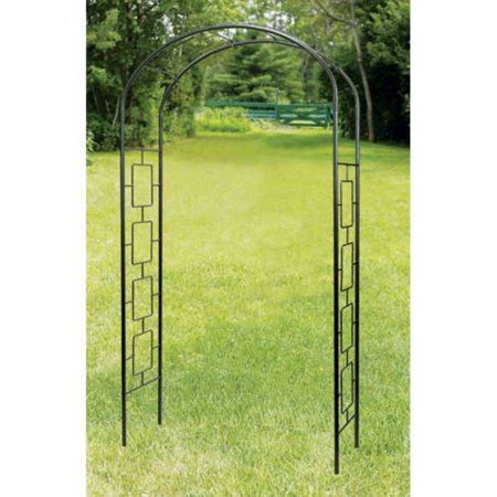 Who says that design innovation for gardens stopped in the 19th century? Move your whole garden forward with the Achla Designs Modern 8.25-ft. Iron Arch Arbor. The rectangular-patterned sides give plants several anchor points on each level to make certain that they can grow freely. Made of powder-coated wrought iron, the Modern Arbor will not rust when left out in the elements. Easy to assemble, the Modern Arbor can be up in your yard in just minutes, giving you plenty of time to sit back and en Arbor Over Gate, Pergola Plans Roofs, Arch Arbor, Metal Arbor, New England Arbors, Iron Arch, Arbor Bench, Wood Arbor, Metal Pergola