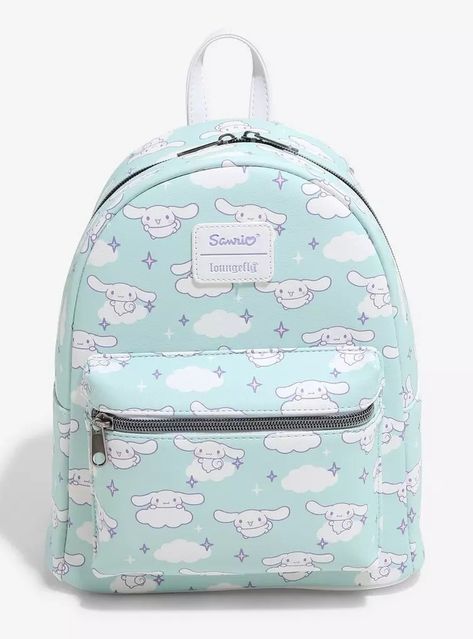 Loungefly Cinnamoroll Flying Clouds Mini Backpack, Sanrio Mini Backpack, Cinnamoroll Flying, Kawaii Magic, Sanrio Backpack, Cinnamoroll Sanrio, Pastel Blue Background, Loungefly Backpack, Exploding Kittens, Work Accessories