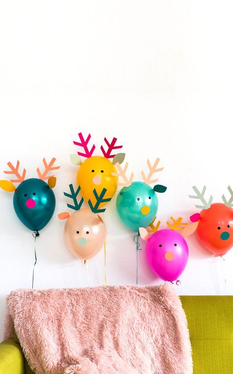 Classroom Christmas Party Ideas - A Reindeer theme http://asubtlerevelry.com/reindeer-party-balloons/ Reindeer Party, Classroom Christmas Party, Christmas Party Ideas, Colorful Balloons, Kids Christmas Party, Christmas Classroom, Christmas Party Decorations, Wrapping Ideas, July Party