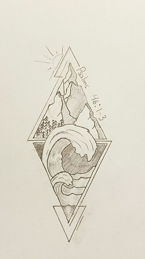 Berg Tattoo, Tattoo Quotes About Strength, Serpent Tattoo, Sea Tattoo, Strength Tattoo, Ocean Tattoos, Geometric Mountain, Mountain Tattoo, Waves Tattoo