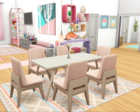 Sims 4 Danish Pastel, Sims 4 Pink Apartment, Pastel Apartment, Sims4 Build, Sims 4 Kitchen, Danish Pastel, Pastel Pink Aesthetic, Sims 4 Build, The Sims4