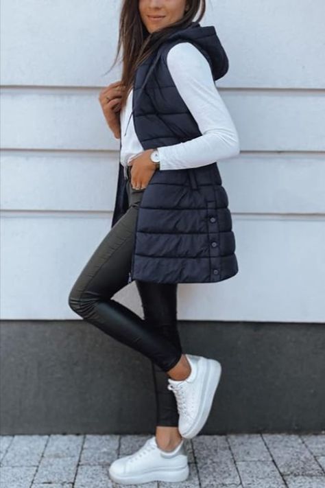 Veatzaer Women Long Vest Solid Color Sleeveless Hood Winter Accessory Puffer Vest Outwear Coat. FOLLOW ME FOR MOORE CHOICES LIKE THIS. LIKE & SAVE!! #ad puffy vest, outerwear, winter coat, womens fashion, cute, long coat, winter outift, #vest #winterclothing #wintersports hooded vest Long Vest Puffer, Long Puffer Vest Outfit, Black Puffer Vest Outfit, Womens Long Vest, Puffer Vest Outfit, Winter Puffer Vest, Working Office, Vest Puffer, Vest Outfits For Women