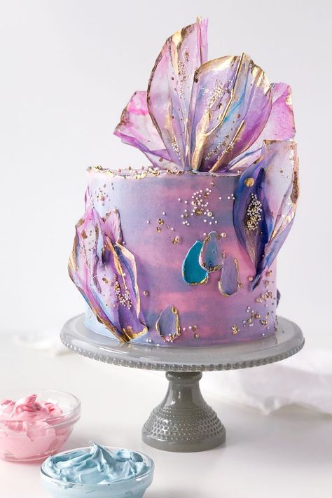 Rice Paper Sails, Learn Cake Decorating, Crystal Cake, Elegant Birthday Cakes, Sparkle Party, Decoration Cake, Gateaux Cake, Layered Cake, Beautiful Birthday Cakes