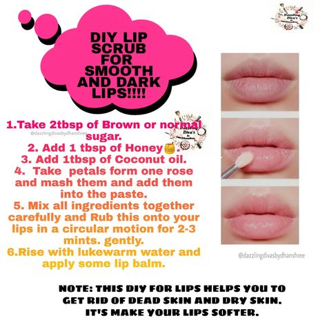 Home remedy for lip scrub Lip Scrub For Dark Lips, For Dark Lips, Scrub Diy, Lip Scrub Diy, Diy Scrub, Health Planner, One Rose, Dark Lips, Lip Scrub