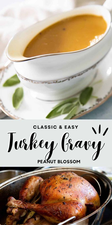 This easy homemade gravy recipe is perfect for your Thanksgiving dinner. Start with a delicious herb butter turkey recipe and then turn it into a savory gravy with simmered shallots and white wine. Perfect for beginners. Best Homemade Gravy, Herb Butter Turkey, Easy Homemade Gravy, Turkey Roasting Pan, Butter Turkey, Homemade Turkey Gravy, Homemade Gravy Recipe, Crockpot Mashed Potatoes, Turkey Gravy Recipe