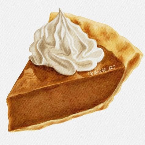 Pumpkin Pie Watercolor Painting, Pumpkin Pie Watercolor, Pumpkin Pie Painting, Pumpkin Pie Drawing, Pumpkin Pie Illustration, Pie Painting, Pie Illustration, Pie Drawing, Stickers Food