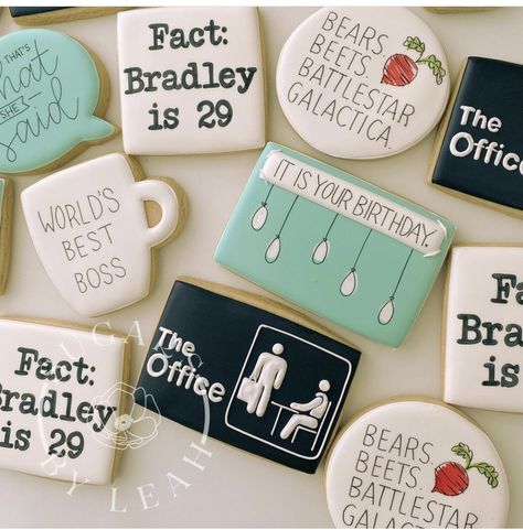 Divorce Cookies Funny, Office Themed Party, Office Birthday Party, The Office Wedding, Lincoln Birthday, The Best Cookies, Best Cookies, Gifts For Hubby, Iced Sugar Cookies