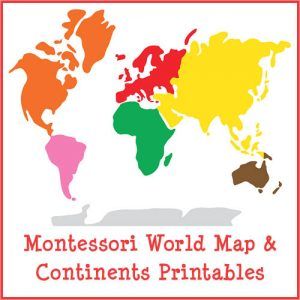 Montessori Continents 3-Part Cards and World Map Printables Prek Geography, Montessori World Map, Montessori Continents, World Geography Lessons, Free Printable World Map, World Map Continents, Montessori Geography, Montessori Cards, Preschool Workbooks