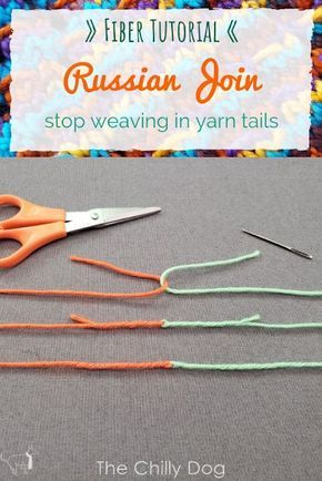 If you use the Russian join to add new yarns as you knit or crochet, you don't have to weave in yarn tails later. Joining Yarn, Tutorial Knitting, Knitting Hacks, Knitting Help, Knitting Patterns Free Beginner, Confection Au Crochet, Crochet Geek, Knitting Instructions, Needle Case