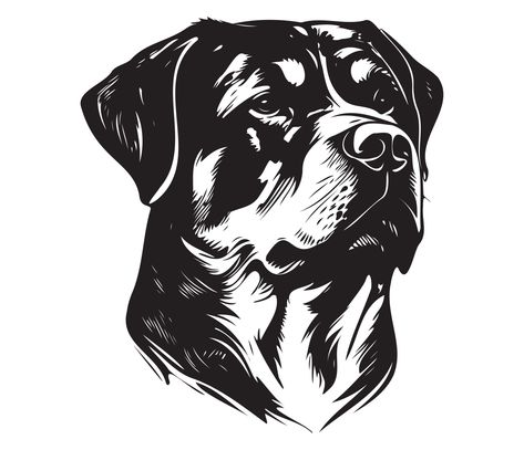 Rottweiler Tattoo, Face Black And White, Silhouette Dog, Face Silhouette, Black Canvas Paintings, Stylist Tattoos, Dog Face, Canvas Paintings, Black Canvas