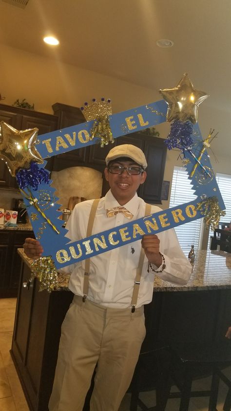 Quincenero For Boy, Boys Quinceanera Ideas, Boy Quinceanera Ideas, Boys 15th Birthday Ideas, Picture Frame Prop, Birthday 15, Boy 16th Birthday, Boy Crown, Fifteenth Birthday