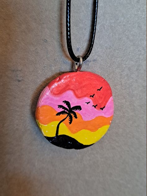 Hand Painted Sunset Pendant https://www.etsy.com/shop/SiestaTreasuresUSA?coupon=CODE5 Hand Painted Pendant, Hand Painted Necklace, Tiny Shop, Silk Cord, Polymer Clay Pendant, Air Dry Clay, Handmade Pendants, How To Look Pretty, Selling On Etsy