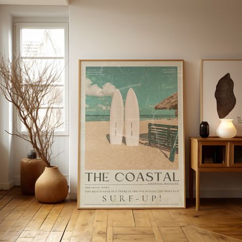 Hi, Welcome to Venus Chic Posters!   *Are you  looking to add a unique, personal touch to your home decor, office decor?  🌸 This Coastal Surf Print Vintage Newspaper Wall Art is the perfect solution for Beach House or Dorm Room Decor! Transform your space into a seaside escape with this Summer surfer surf boards physical print poster. Featuring tranquil ocean hues and sandy shores, this artwork is the perfect addition to your coastal-inspired decor. Hang it in your living room, bedroom, or home Surfer Poster, Surf Magazine, Deco Surf, Newspaper Wall, Life Magazine Covers, Surfer Print, Surf Vintage, Ocean Hues, Wal Art