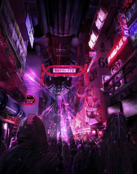 ArtStation - Neon Cyber Street , Bhavesh. Yuta. Room Graffiti, Punk Room, High Tech Low Life, New Retro Wave, Punk Aesthetic, Cyberpunk Aesthetic, Cyberpunk City, Landscape Concept, Arte Cyberpunk