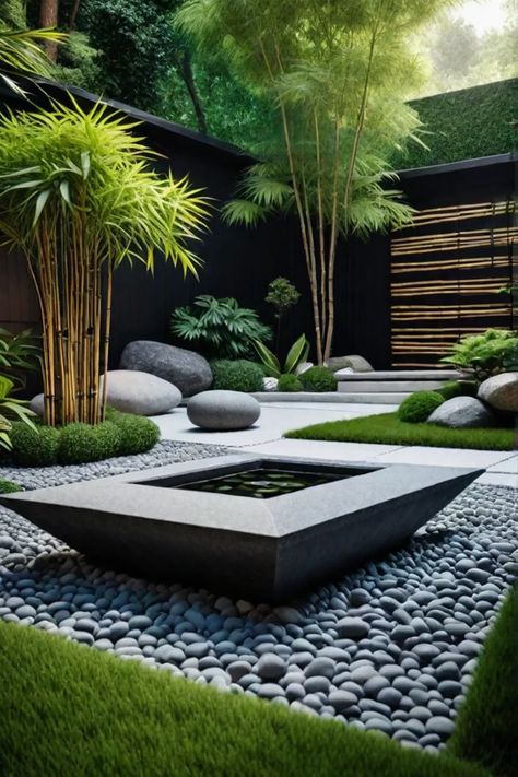 Backyard sanctuary with meditation area Japanese Atrium, Japanese Backyard Ideas, Kitchen Garden Ideas, Garden Ideas For Small Spaces, Hardscaping Ideas, Interior Landscape Design, Warm Home Aesthetic, Garden Interior Design, Front Yard Ideas