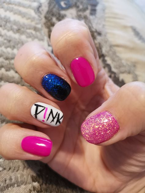 P!nk Nails Ideas, Pink Concert Nails Ideas, P!nk Concert Nails, Nails For Pink Concert, P!nk Nails, Pink Concert Nails, Concert Nails Ideas, Moms Nails, Justin Timberlake Concert